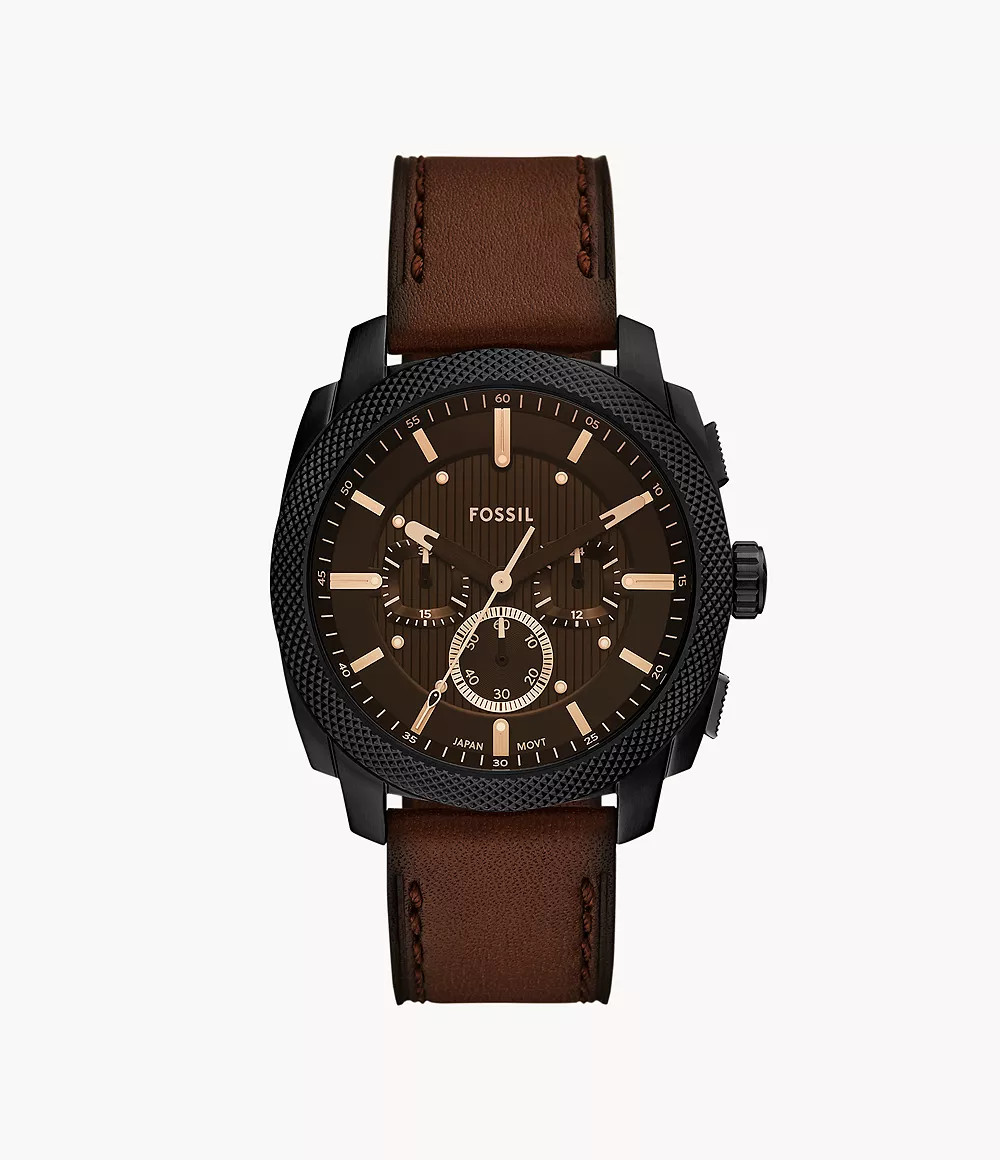 Machine Chronograph Brown Leather Watch | Fossil (US)