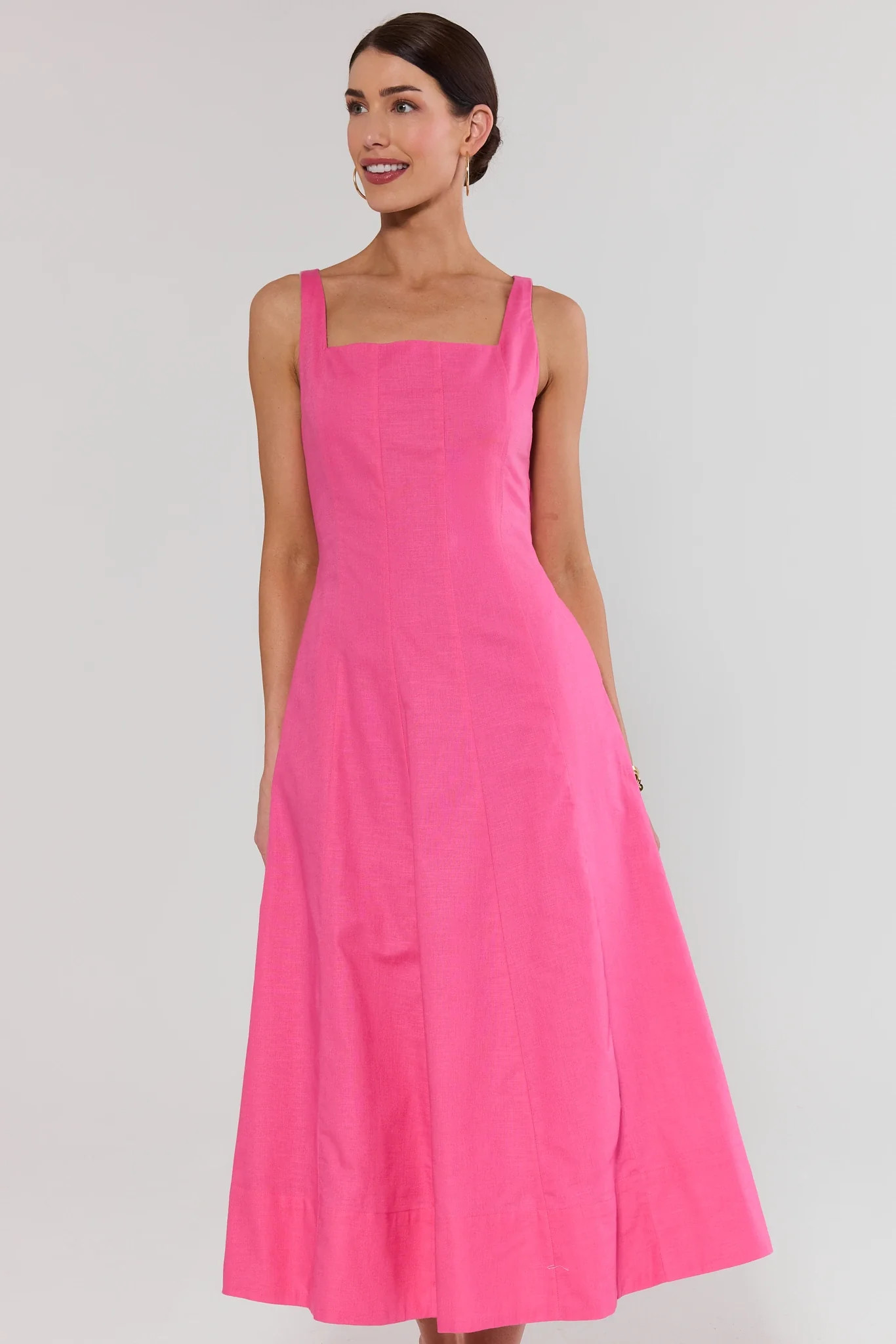Pink Square Neck Midi Dress | Avara