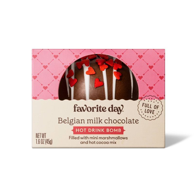 Valentine's Gourmet Belgian Milk Chocolate Cocoa Bomb with Heart Quins - 1.6oz - Favorite Day™ | Target