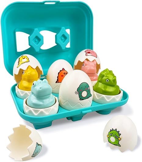Pinkiwine Easter Hide & Squeak Dinosaur Eggs Montessori Sorting & Matching Learning Toys for Todd... | Amazon (US)