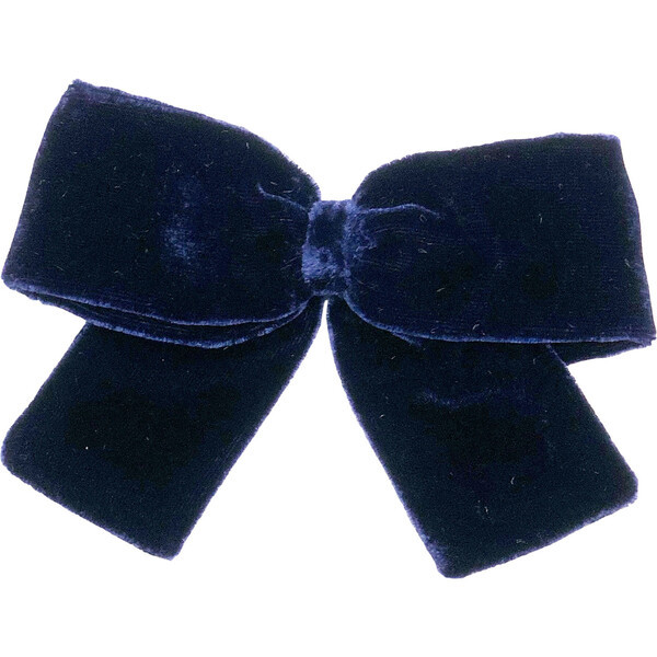 Navy Silk Velvet Bow Clip | Maisonette