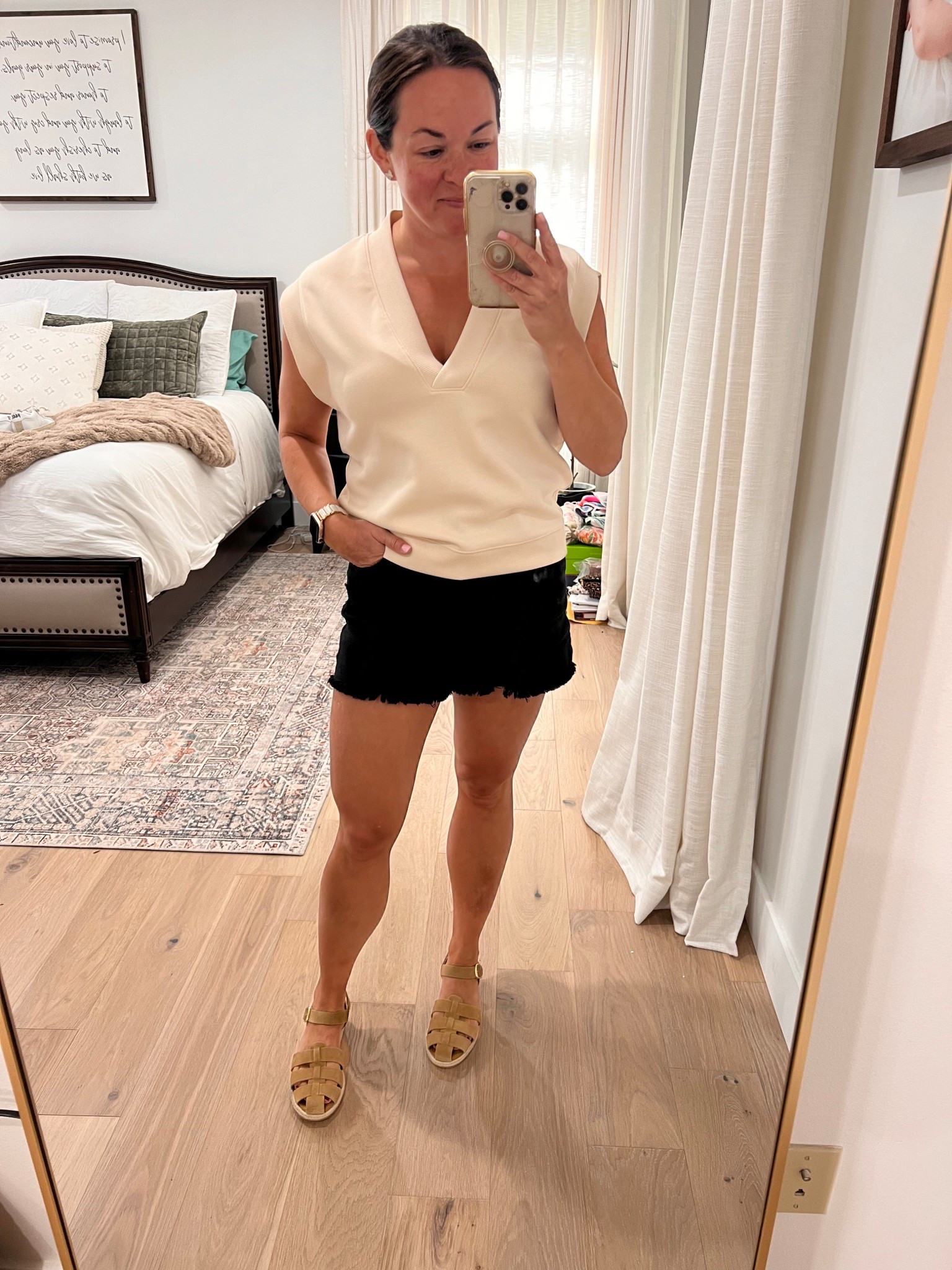 Love this top. Wearing a small. And these Kut “long” shorts aren’t too long. Just the right amount of length for mom shorts. Splendid shoes are my summer favorite. 

#LTKShoeCrush #LTKSaleAlert #LTKStyleTip