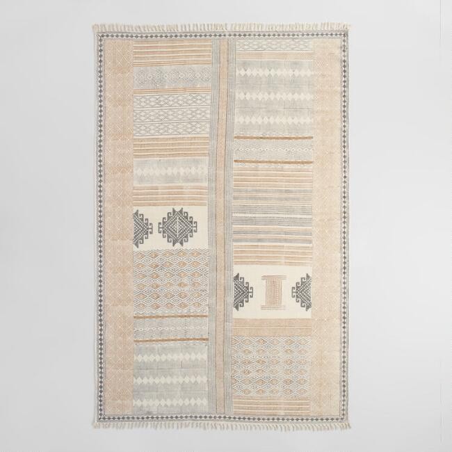 Block Print Cotton Suri Area Rug | World Market