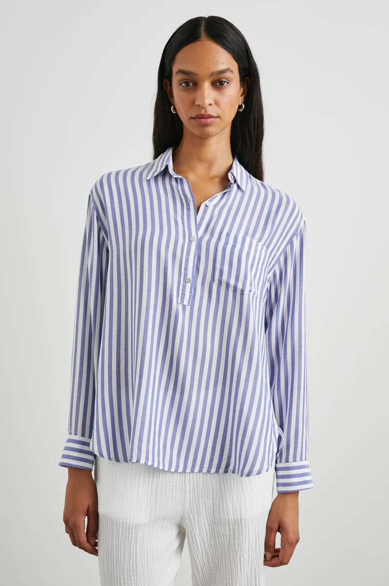 ELLE SHIRT - BLUE WHITE STRIPE | Rails