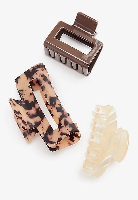 3 Pack Neutral Claw Hair Clips | Maurices