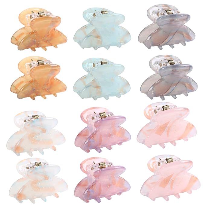 Claw Hair Clips No-slip Grip - 12PCS Mini Size Jaw Hair Clips for Women Girls Thick Hair Claw Cli... | Amazon (US)