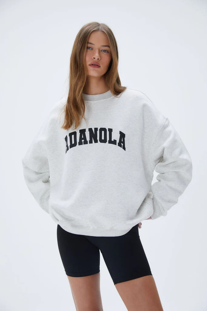 Varsity Oversized Sweatshirt - Light Grey Melange/Black | Adanola UK