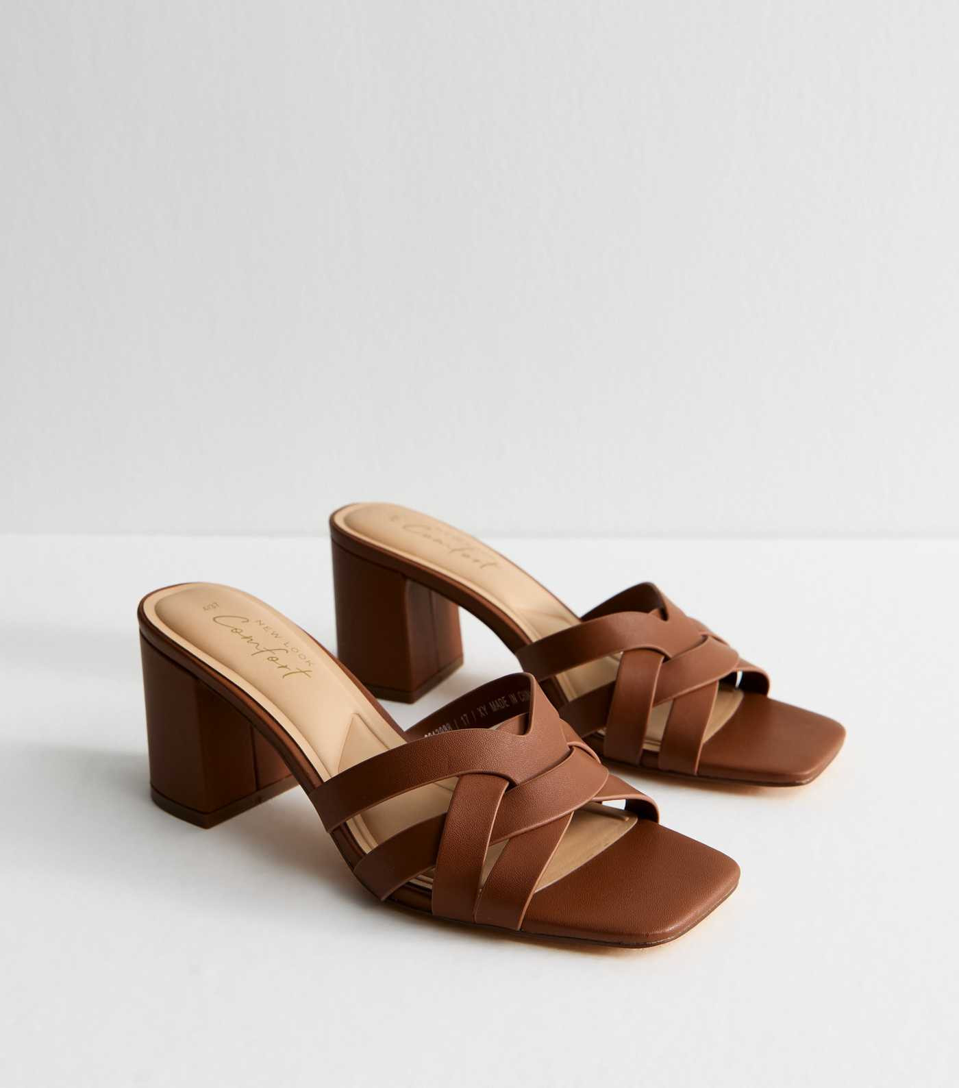 Camel Brown Woven Strap Block Heel Sandals | New Look | New Look (UK)