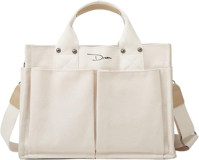 Canvas Tote Bags for Women Large Shoulder Hobo Bags Handbags Purse Big Satchel Purses Multi-pocke... | Amazon (US)
