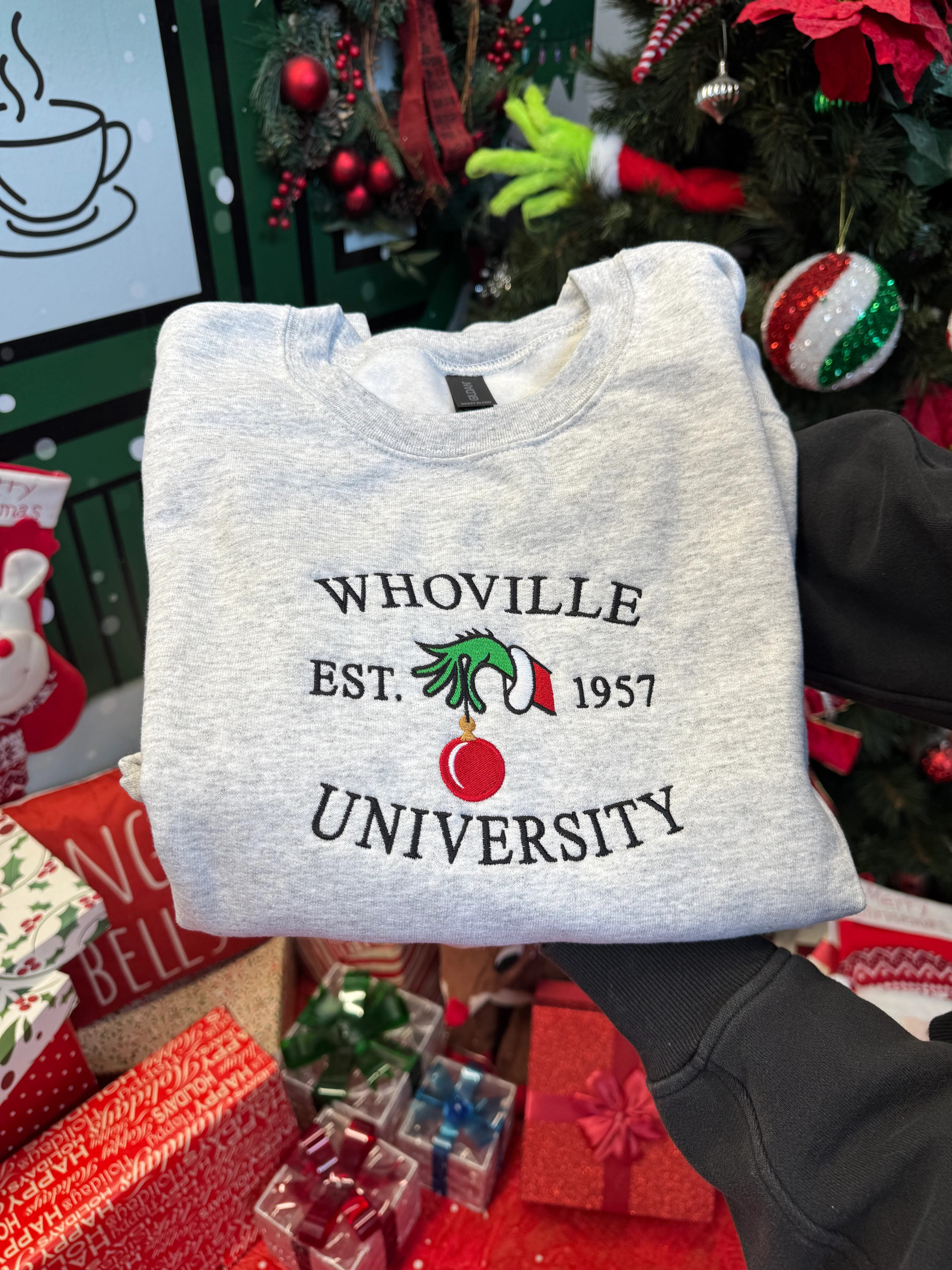 Embroidered Whoville University Est. 1957 Christmas Crewneck | Willow Boutique
