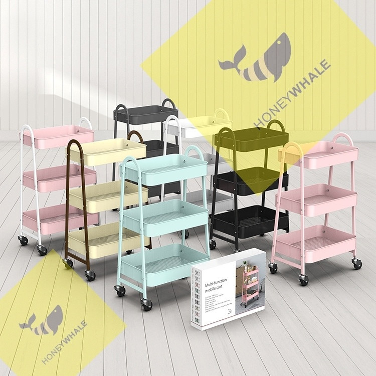 HP02-829 Carrinho Organizador Multiuso Laterais Aço - 3 Prateleiras Cores Diversas | Shopee (BR)