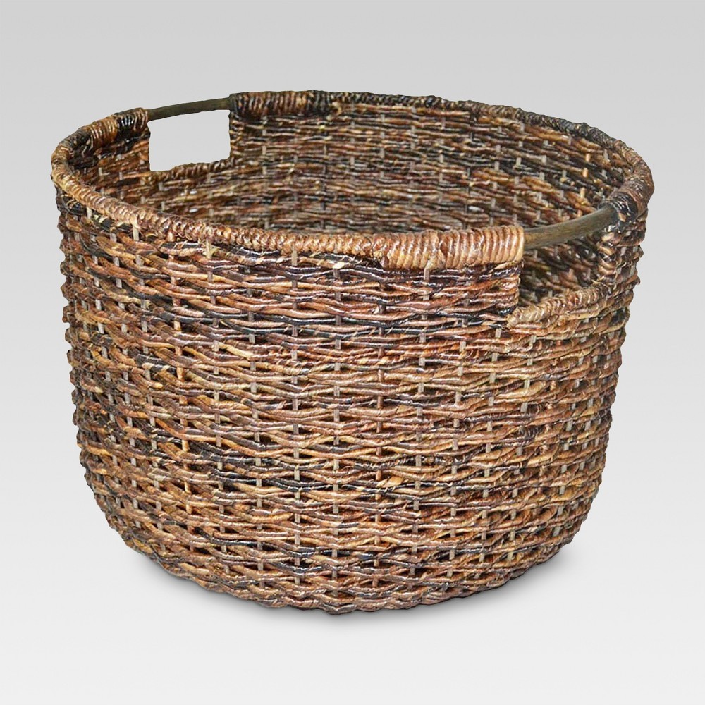 Wicker Large Round Basket Dark Brown - Threshold | Target