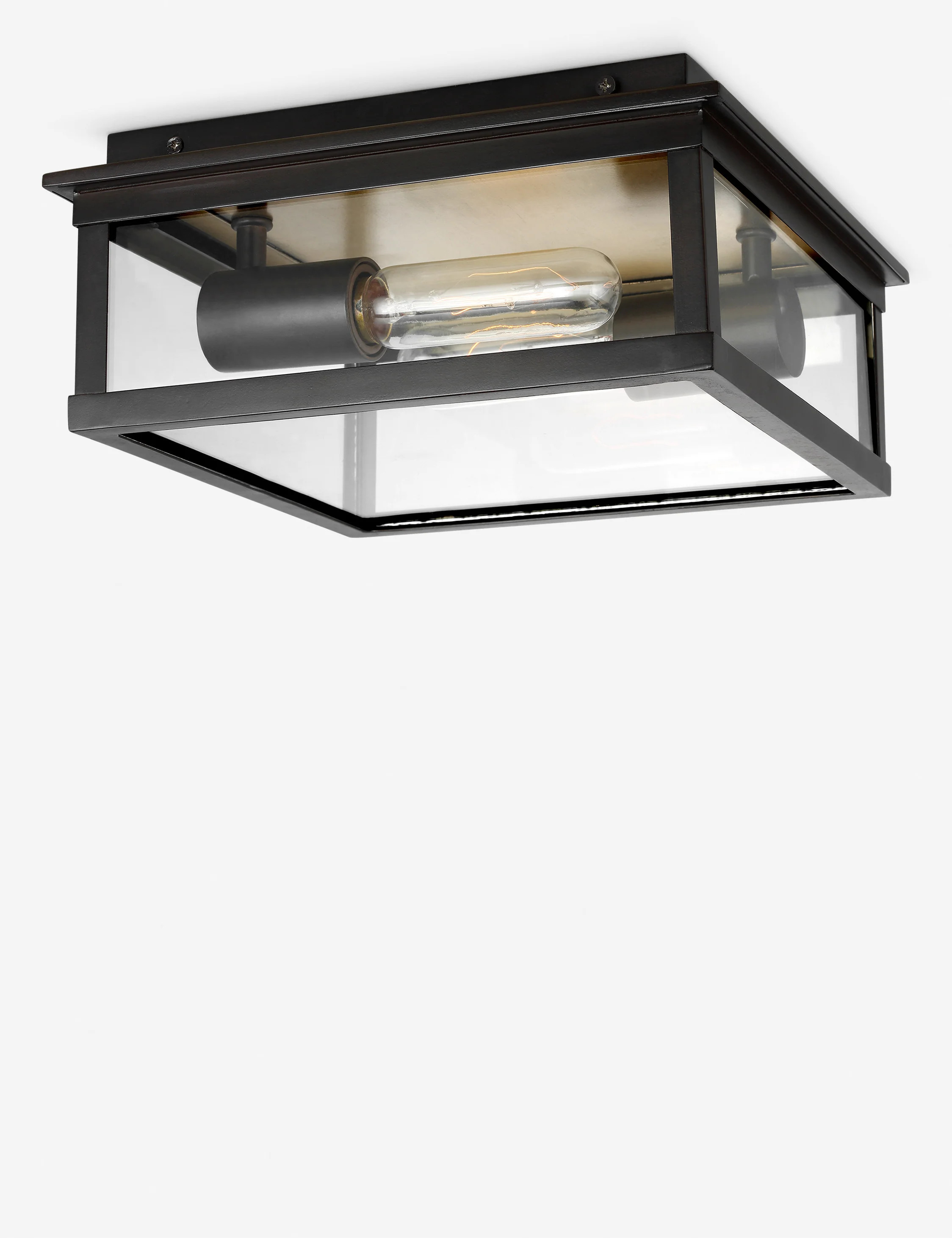 Romary Outdoor Flush Mount Light, Black, 10.5"Dia | Lulu and Georgia 