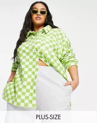 New Girl Order Curve oversized shirt in checkerboard fleece | ASOS (Global)