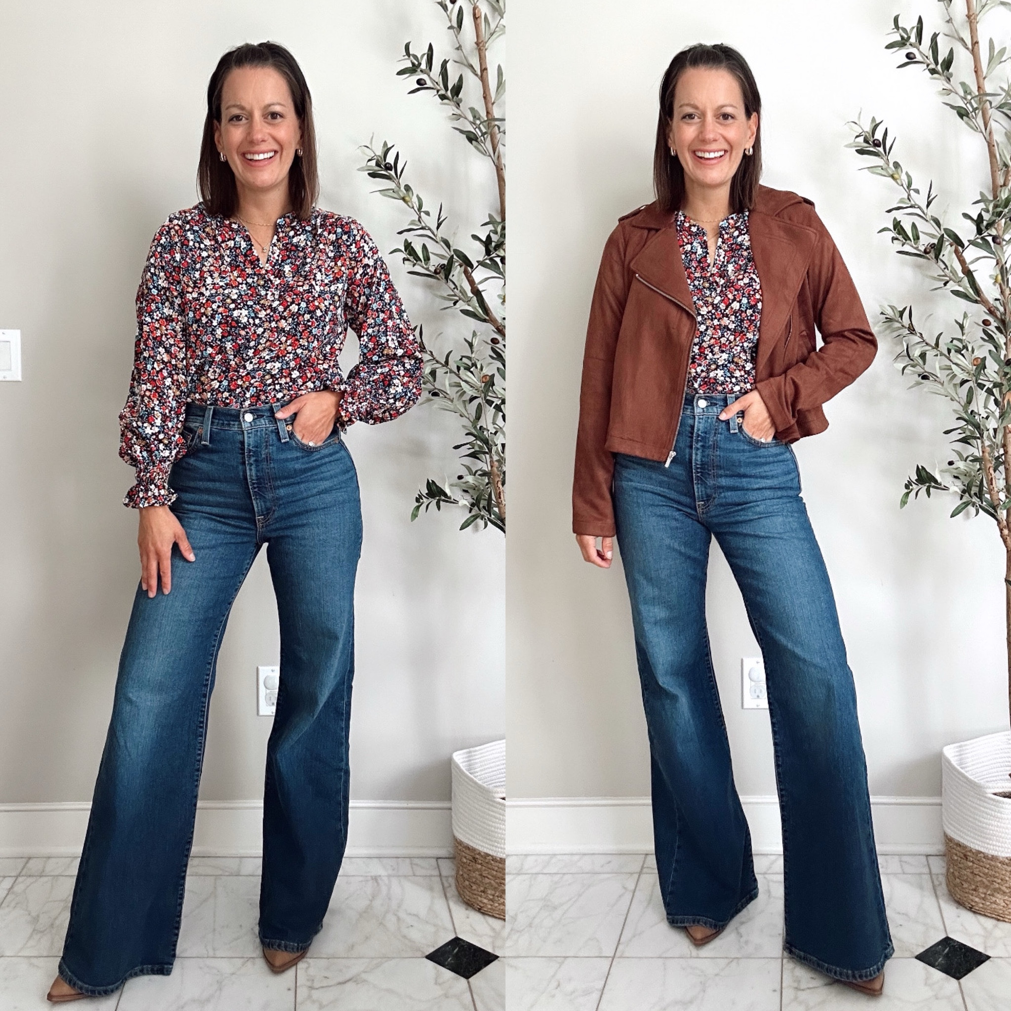 Amazon fall top! This floral blouse is perfect for fall! Runs true to size - I’m wearing a small. Suede jacket runs true to size and flare jeans run true to size.



#LTKFindsUnder50 #LTKOver40 #LTKStyleTip