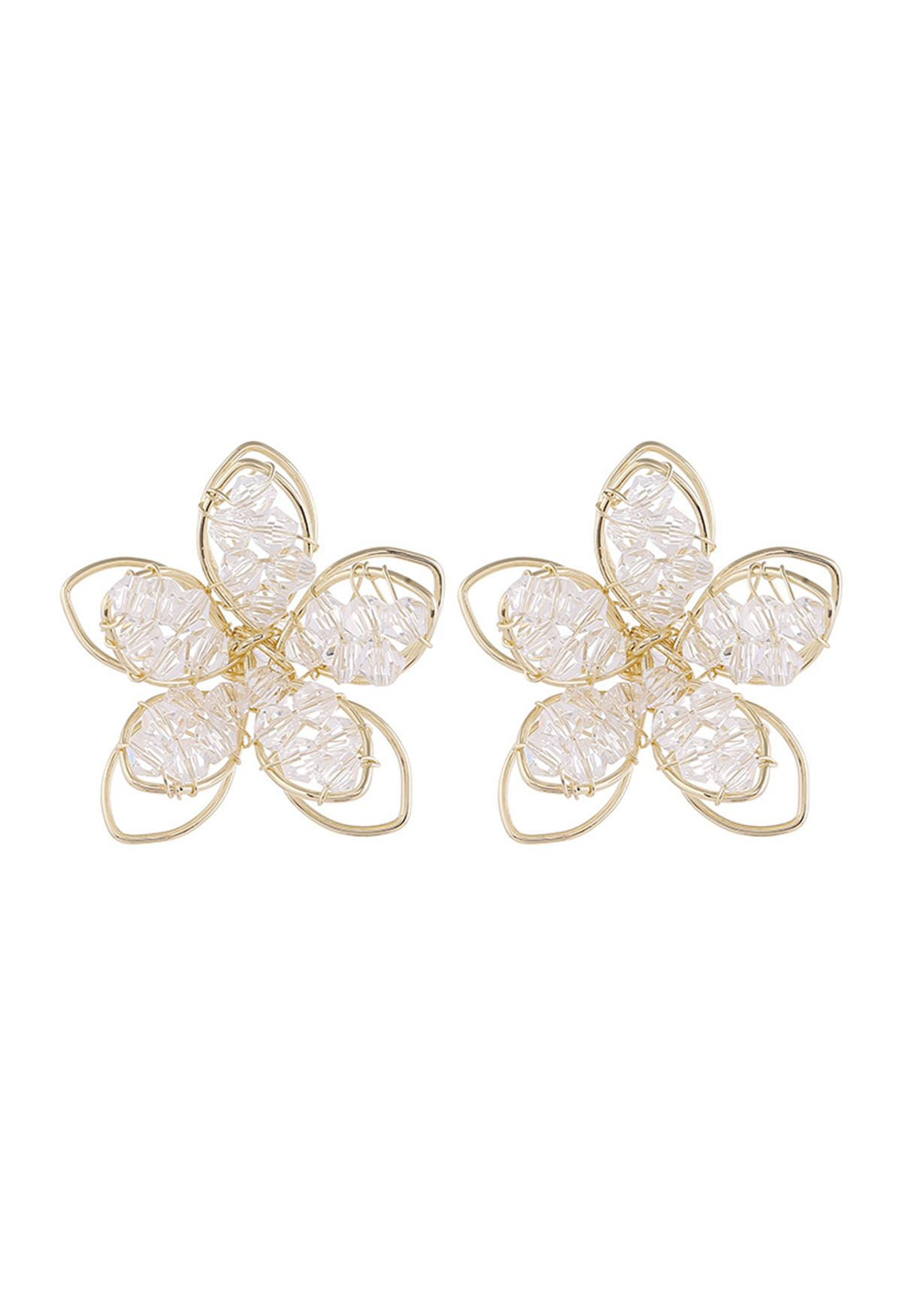 3D Lotus Hollow Out Earrings | Chicwish