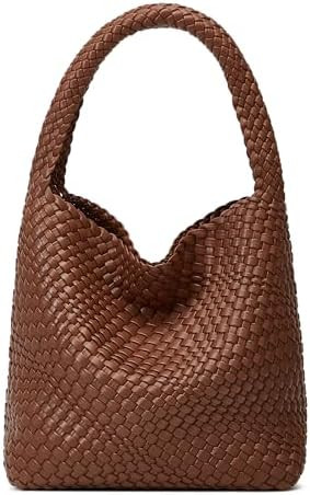 Woven Bags for Women Tote Purse: Vegan Leather Shoulder Handbags - Medium Beach Tote Bags - Handw... | Amazon (US)