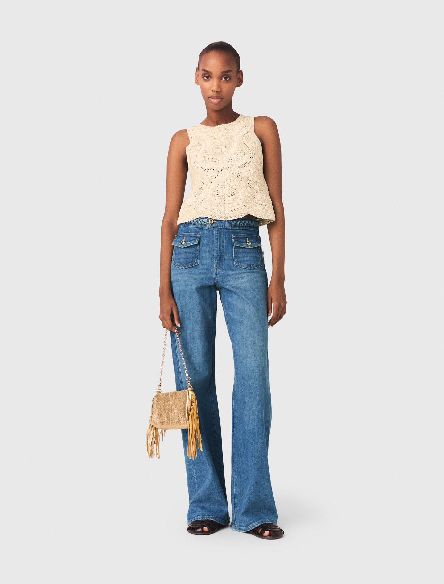 Sleeveless crochet-knit top Natural for Women | Maje | Maje EU
