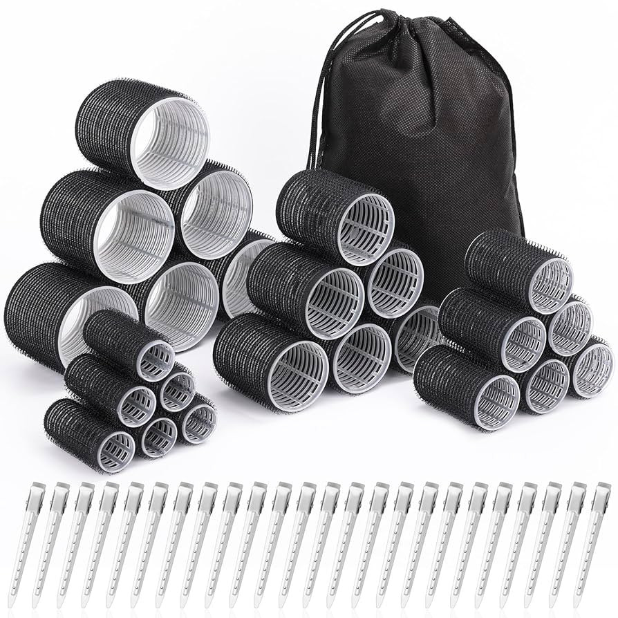 Lockenwickler-Set mit 24 Lockenwicklern (6 Jumbo, 6 L, 6 M, 6 S) und 24 Klammern für alle Haarl... | Amazon (DE)
