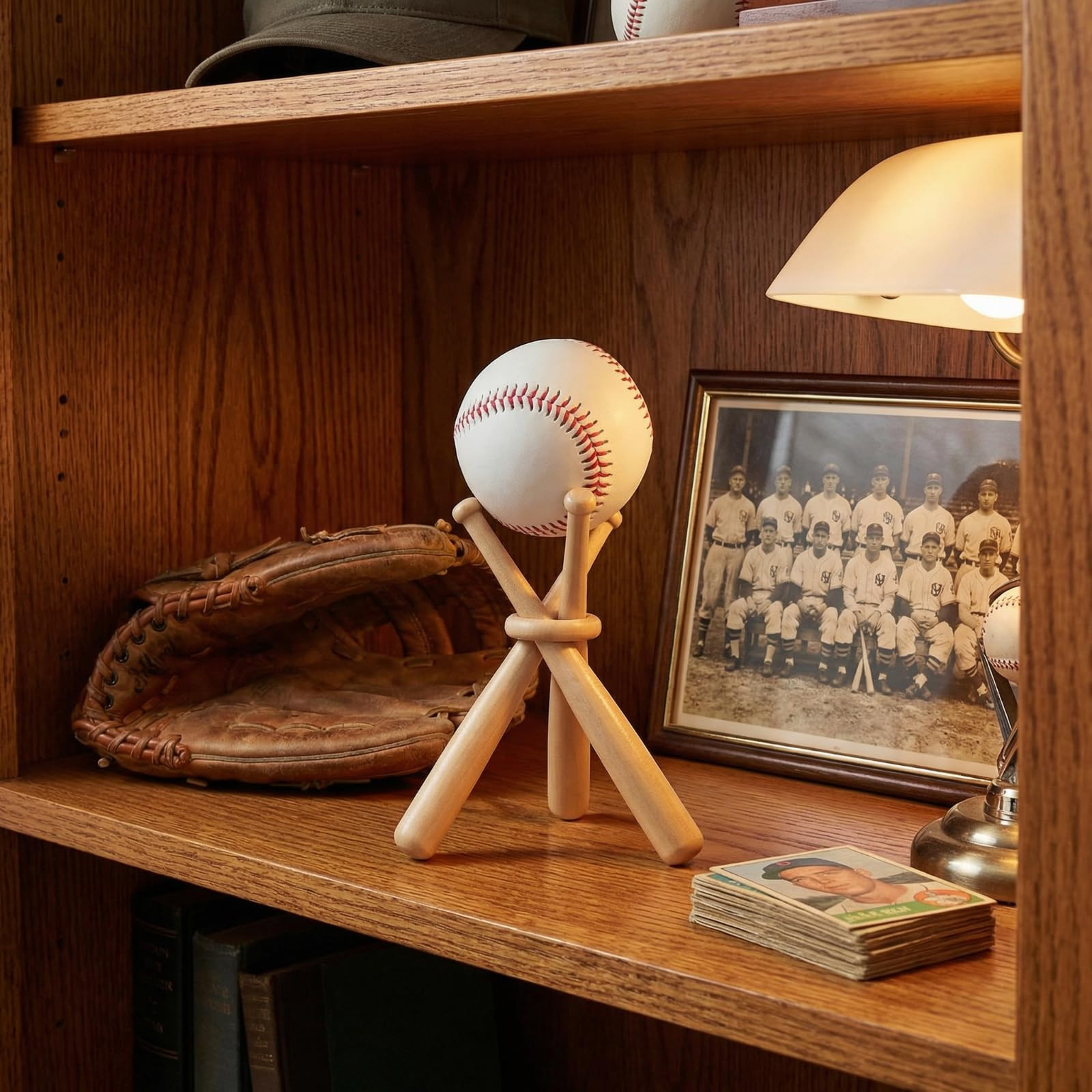 Honoson Baseball Stand Holders Balls Display Bat Wooden Stand Holder Display Centerpieces Tables for Baseball Sports Lover(1 Pack) | Amazon (US)