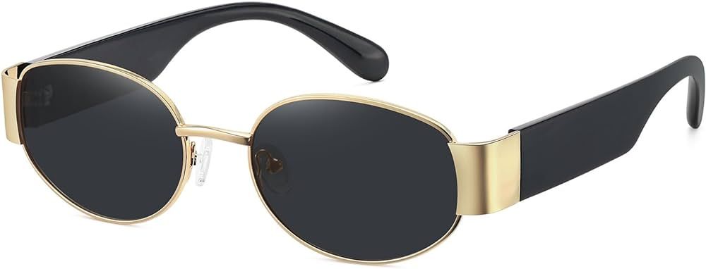 Retro Oval Sunglasses for Women Men Trendy Shades Sun Glasses Plastic Frame UV400 Protection | Amazon (US)