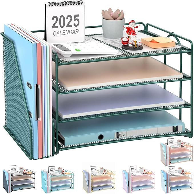gianotter 4-Tier Paper Organizer With Magazine Holder, Desk Organizers and Accessories, Green Des... | Amazon (US)