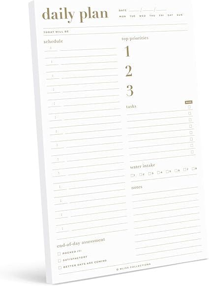 Bliss Collections Daily Planner, Metallic Gold Calendar, Scheduler, Productivity Tracker for Orga... | Amazon (US)