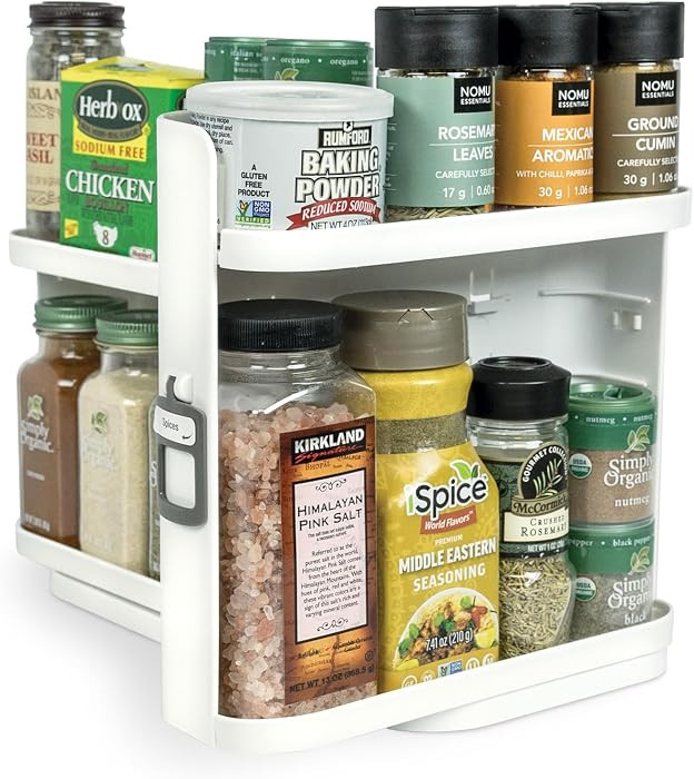 Spice Rack Organizer for Cabinet - Slide & Rotate Seasoning Organizer - 4 Snap-In Adjustable Shel... | Amazon (US)