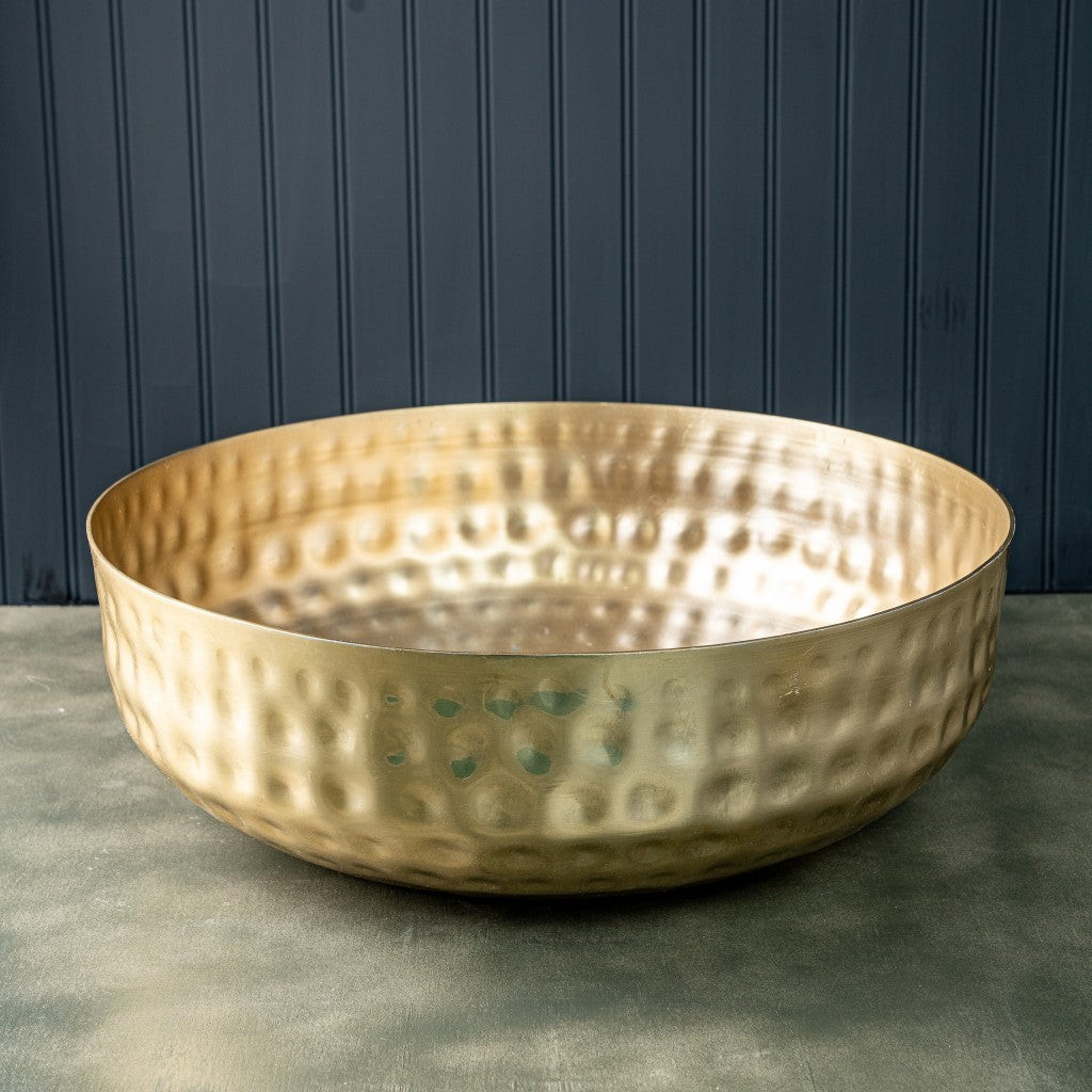 Gold Colored Round Hammered Bowl | Pier 1