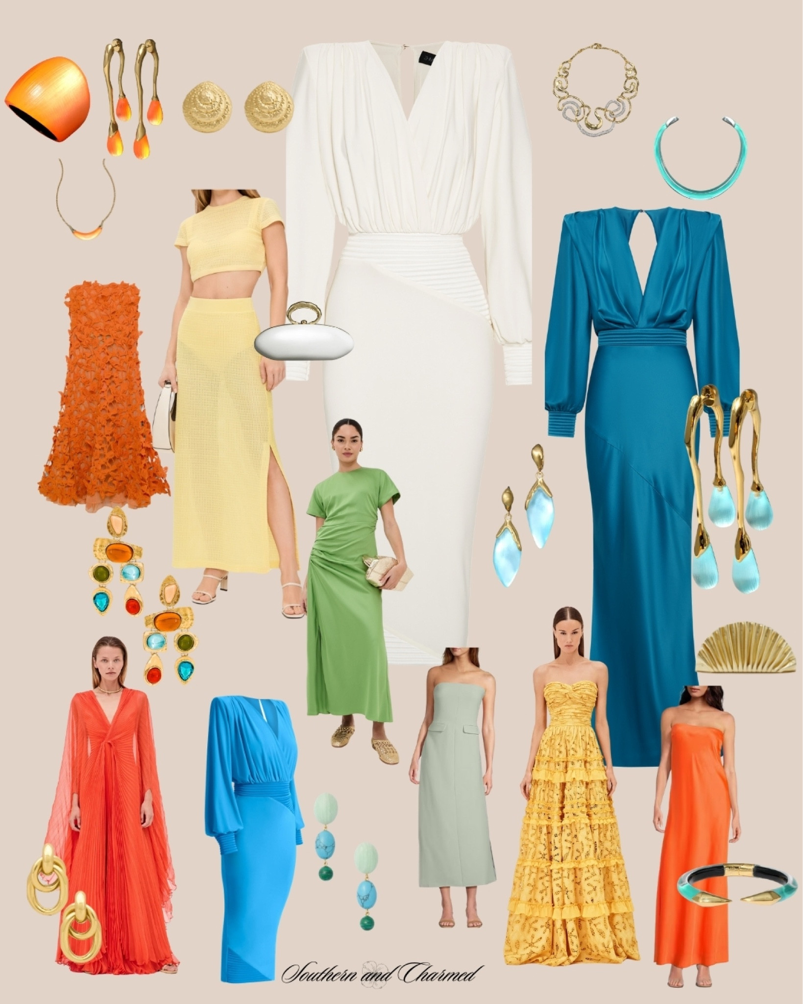 Orange maxi dress, yellow maxi dress, yellow skirt set, gala gown, blue maxi dress, resort wear, wedding guest dress, spring wedding, spring break, gown, turquoise jewelry, orange accessories, blue accessories, yellow accessories 

#LTKBump #LTKSwim #LTKStyleTip