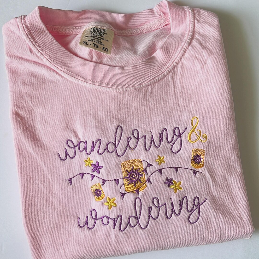 Wandering and Wondering Embroidered Tshirt, Tangled Embroidered Sweatshirt, Rapunzel Shirt | Etsy (US)
