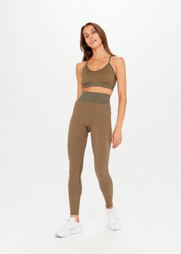 RIBBED SEAMLESS 28IN PANT in KHAKI | The UPSIDE | The Upside US