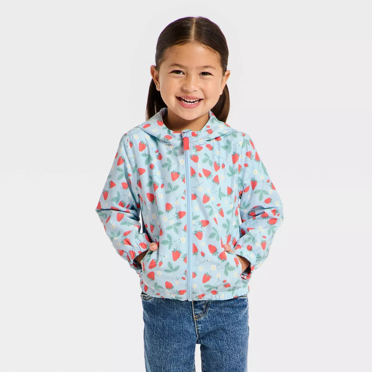 Toddler Girls' Gingham Clear Rain Jacket - Cat & Jack™ Pink | Target