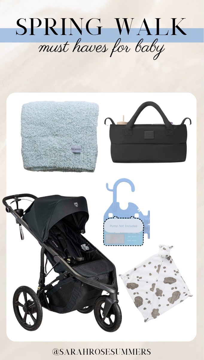 Spring walk must haves for baby. BOB jogging stroller 20% off on Amazon. 7am stroller organizer. Angel Dear lovey. Light weight blanket for baby. 

#LTKBaby #LTKSaleAlert #LTKBump
