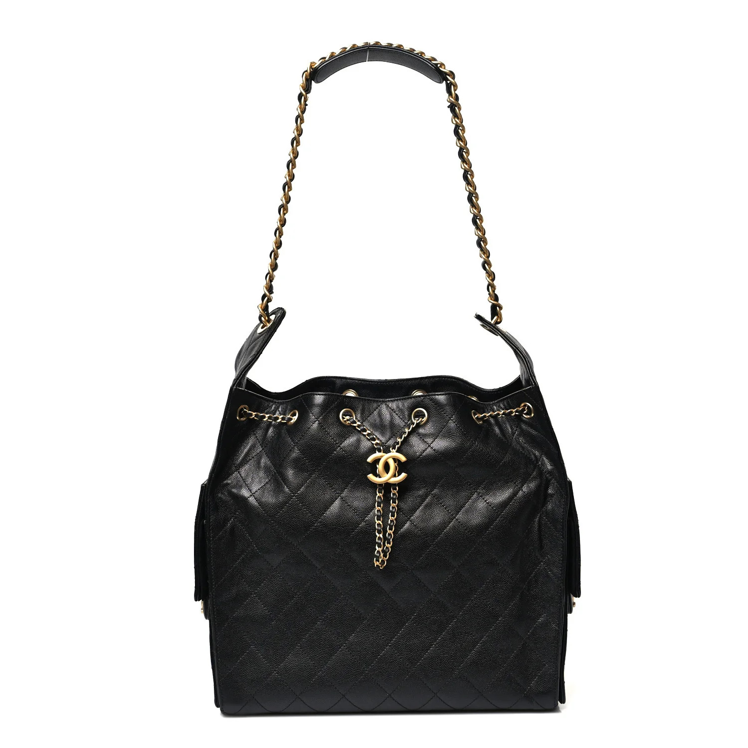 Caviar Quilted Medium Chanel 25 Handbag Black | FASHIONPHILE (US)