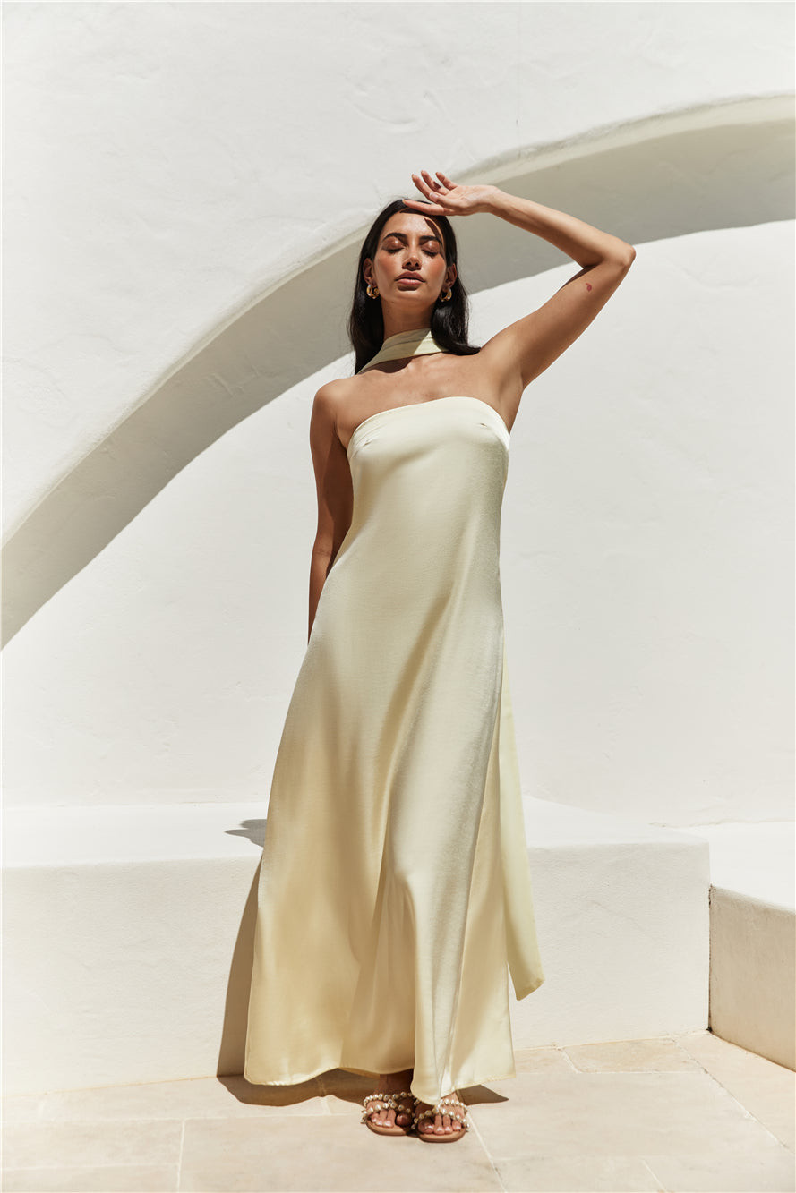 Radiant Rhythm Strapless Maxi Dress Yellow | Fortunate One