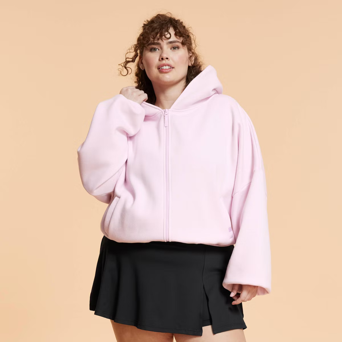 Blogilates Women's Marshmallow Full Zip Hooded Sweatshirt - Light Pink L | Target