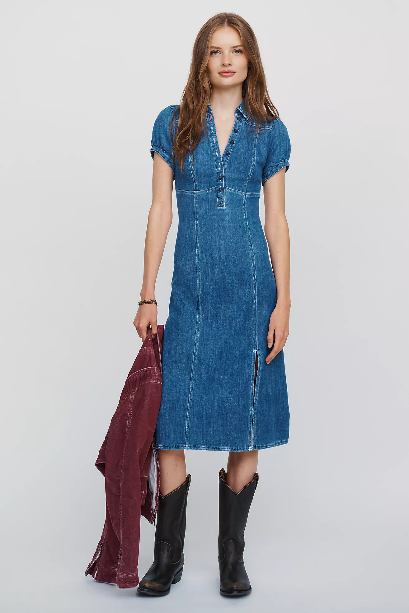 Rebekah Denim Slim Midi Dress | Anthropologie (US)