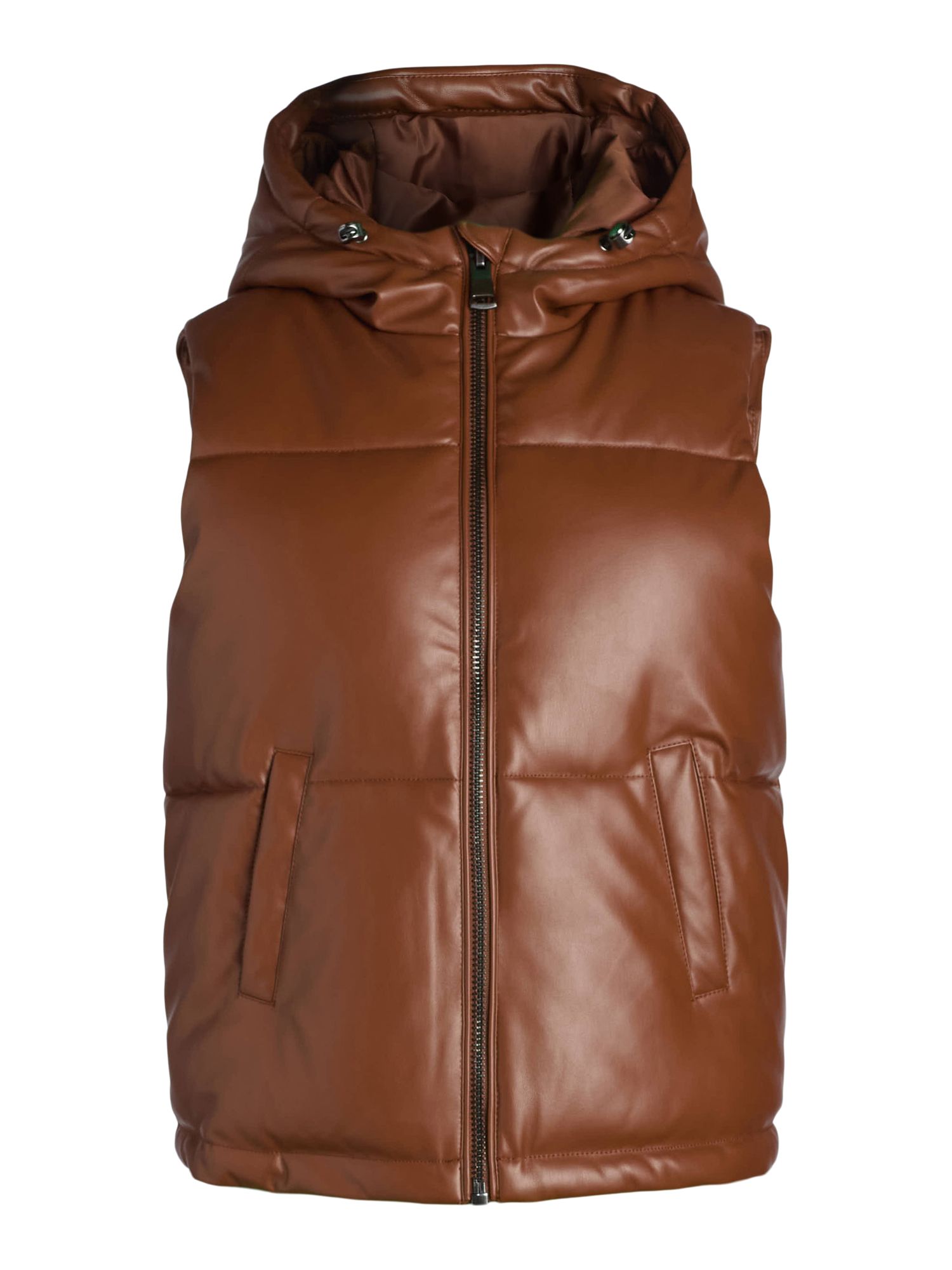 Scoop Women's Faux Leather Hooded Puffer Vest, Midweight, Sizes XS-XXL - Walmart.com | Walmart (US)