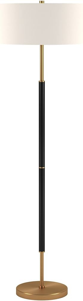 Henn&Hart 2-Light Floor Lamp with Fabric Shade in Matte Black/Brass/White, Floor Lamp for Home Of... | Amazon (US)