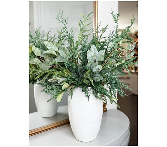 Simply Stunning S/5 Real Touch Eucalyptus & Spruce Picks by Janine Graff - QVC.com | QVC