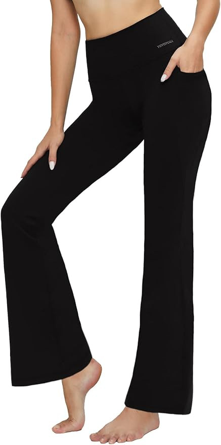 YOYOYOGA Bootcut Yoga Pants for Women with Pockets High Waist Buttery Soft Stretch Workout Flare ... | Amazon (US)
