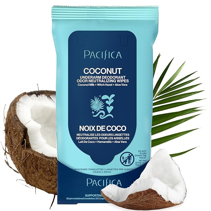 Pacifica Beauty Coconut Milk & Essential Oils Underarm Deodorant Wipes, Helps Remove Odor, Alumin... | Amazon (US)