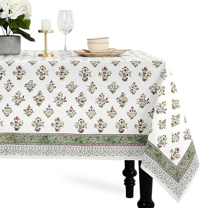 CPC Tablecloth 100% Cotton 60x60 Inch Indian Block Print Square Table Cover, Table Cloth for Wedd... | Amazon (US)