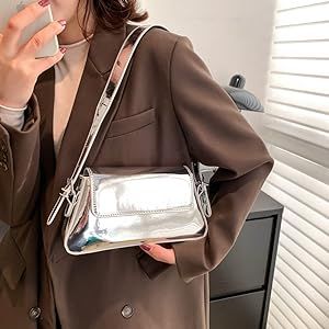 Evening Bag Women Y2k Silver Purse Hobo Bag Tote Handbag Satchel Bag Cute Party Bag Clutch Purses... | Amazon (US)