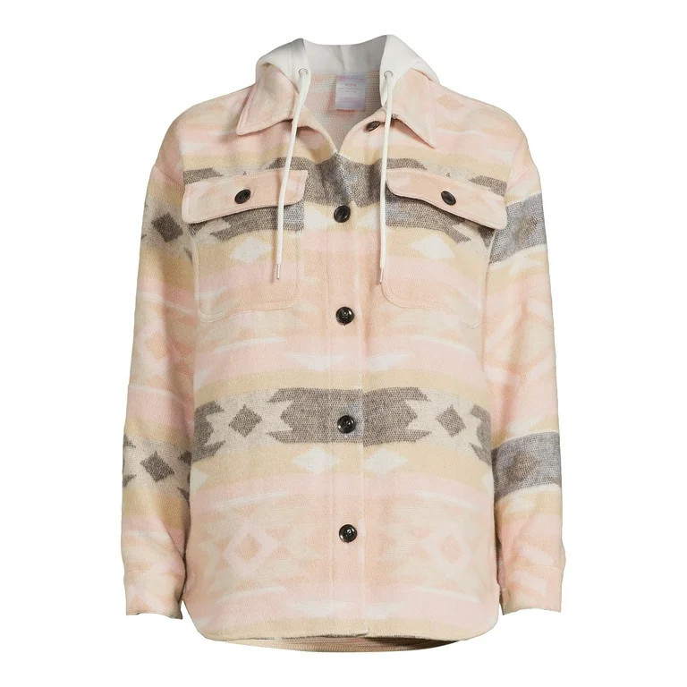 No Boundaries Juniors Shirt Jacket With Hood, Sizes XS-3XL | Walmart (US)