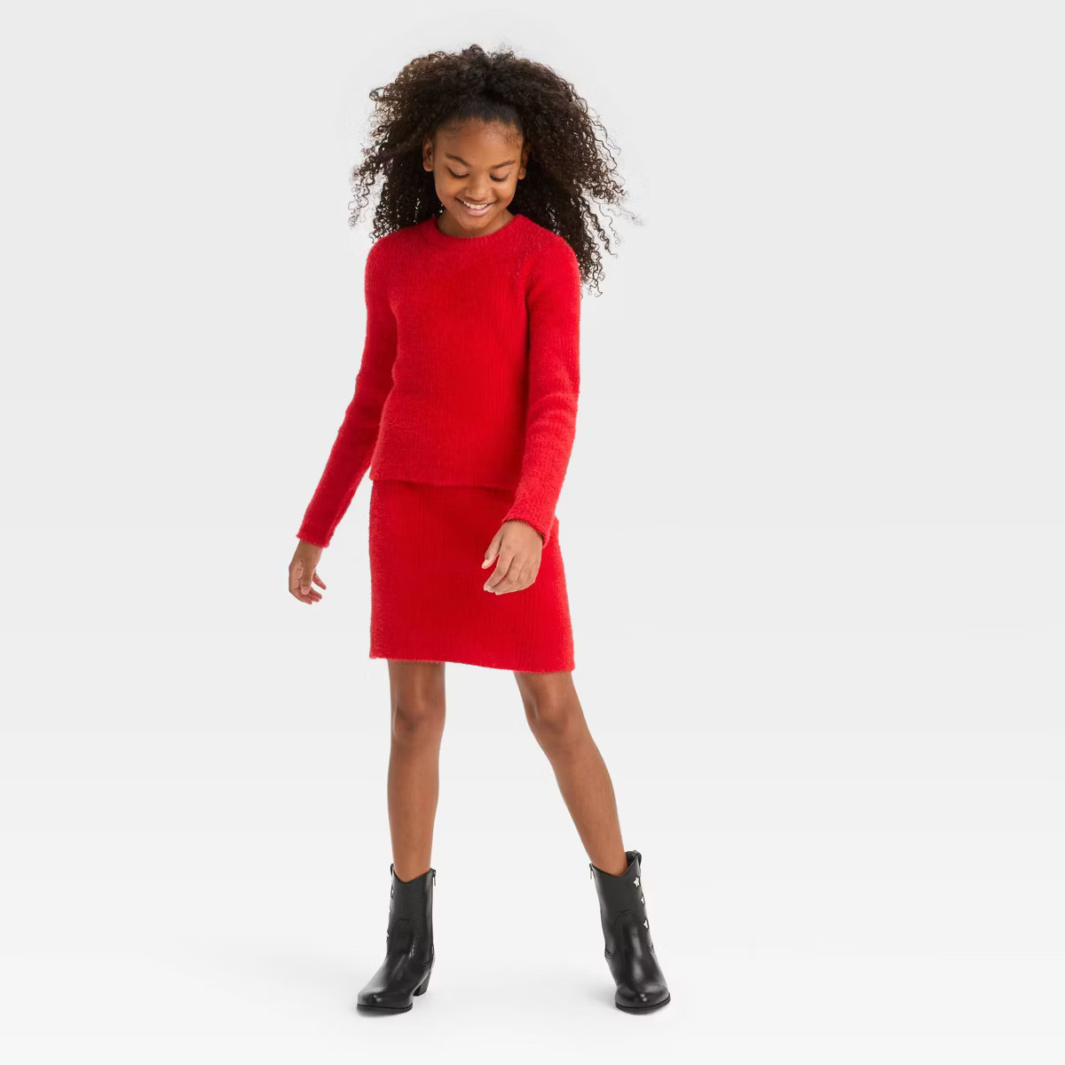 Girls' Fuzzy Ribbed Crewneck Sweater - art class™ | Target