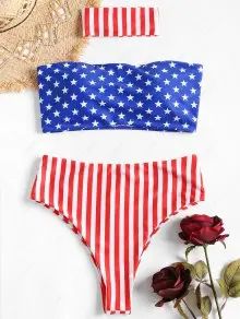 American Flag High Rise Choker Bikini | ZAFUL (Global)