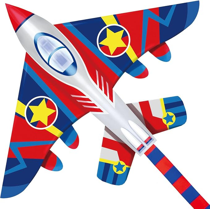 58" Fighter Plane - Kite for Kids & Adults, Easy to Fly, Beach Trip Beginner Kite with Reel and 2... | Amazon (US)