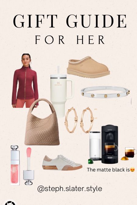 Gift guide for her. Lululemon. Uggs. Stanley. Tory Burch. Jewelry. Sneakers. Lipgloss. Coffee 

#LTKstyletip #LTKGiftGuide #LTKHoliday